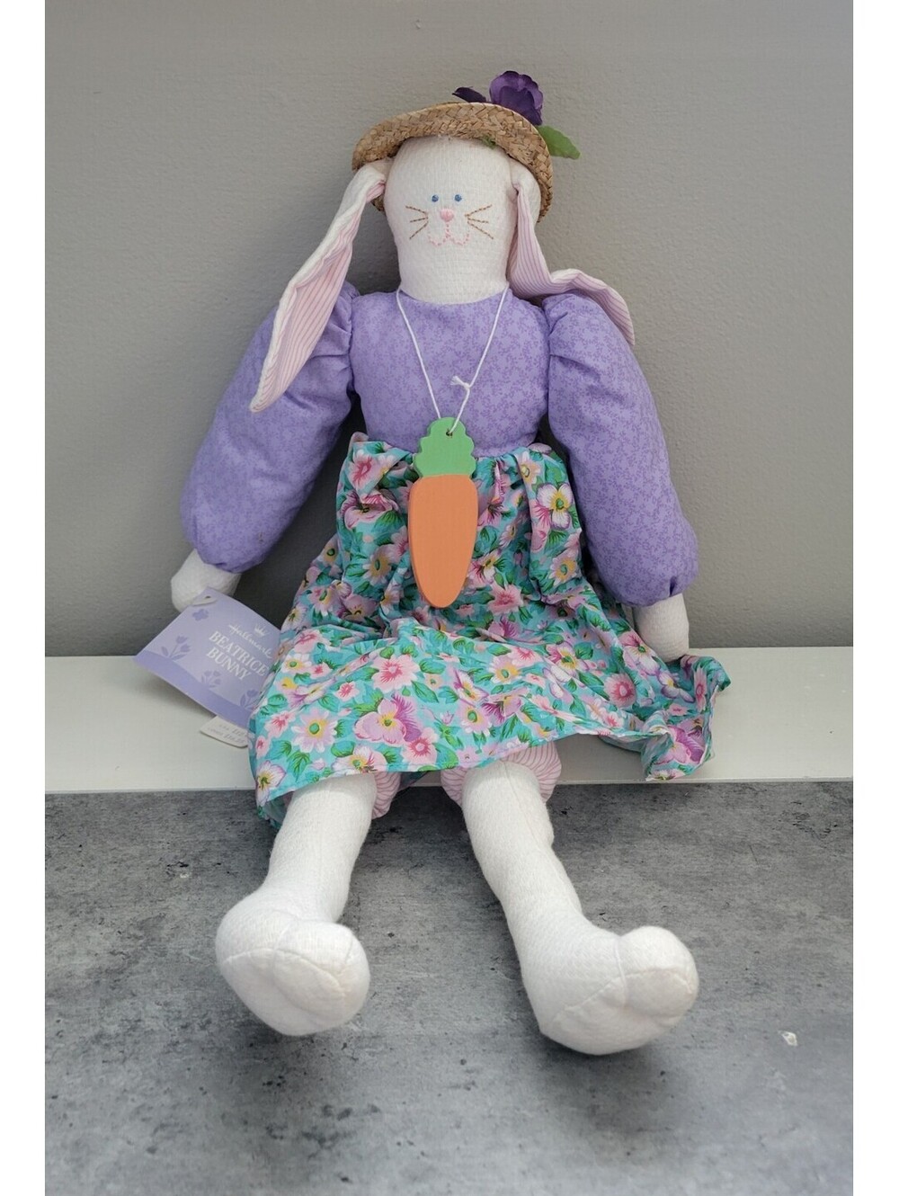 Hallmark Beatrice Easter Bunny Doll 16" Cute Carrot Necklace Rabbit